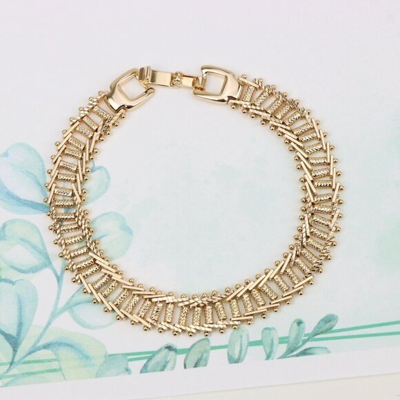 "Elegant Rose Gold Plated Bracelet with Textured Ladder Design, XPBL0858 - Picture 12 of 12